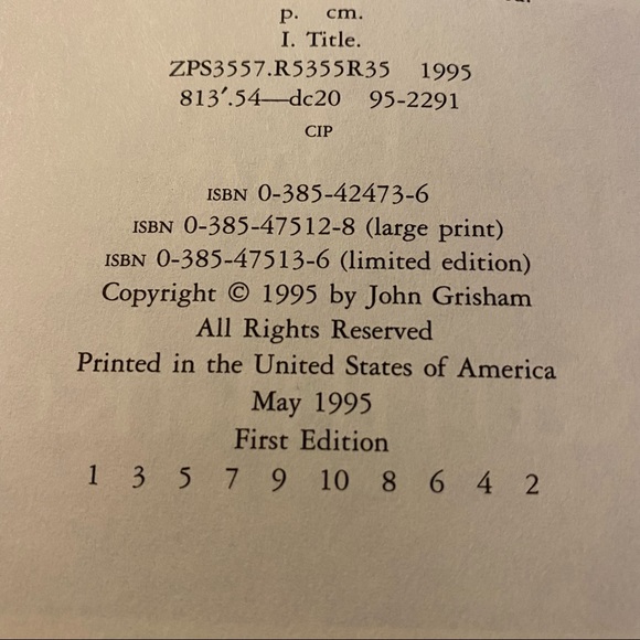 The Rainmaker by John Grisham, 1st Edition, 1st Printing, Hardcover Dustjacket - Picture 3 of 11